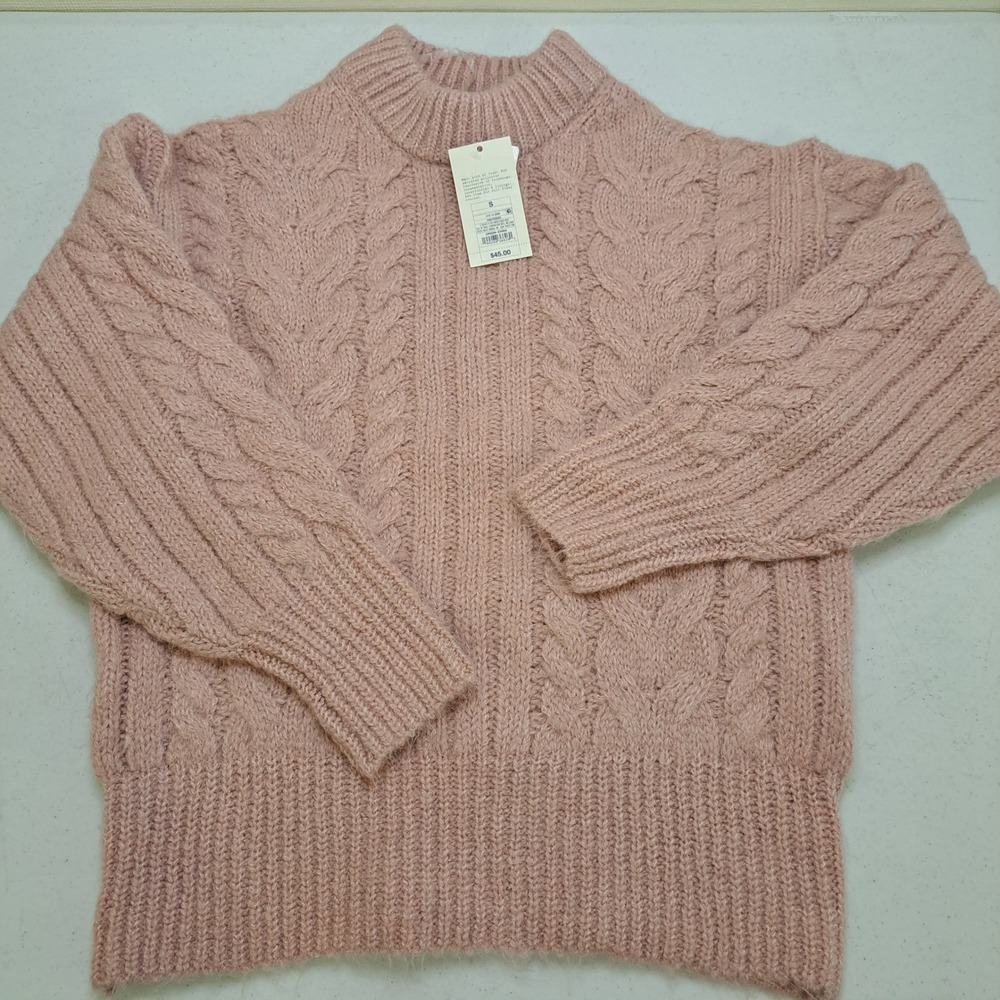 Universal Thread Womens Sweater M Pink NWT Cable Knit Mock Neck 1927-360